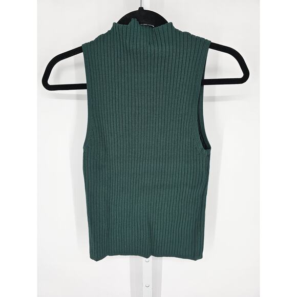 Lucy Paris Women's Green  Mock-Neck Nashville Ribbed Tank Sweater Size S - Picture 6 of 6